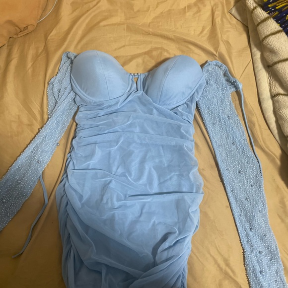 ST. GERMAIN
Embellished Long Sleeve Mini Dress in Blue - Picture 4 of 7